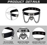Leather Punk Goth Heart Spiked Choker Necklace Set