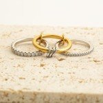 Gold Stackable Rings Set with Cubic Zirconia