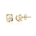 Gold Plated Caged Pearl Stud Earrings - 6MM