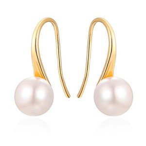 Gold Plated Sterling Silver Pearl Hoop Earrings