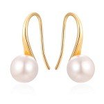 Gold Plated Sterling Silver Pearl Hoop Earrings
