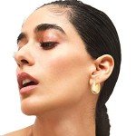 14K Gold Chunky Hoop Earrings Set for Women
