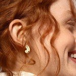 14K Gold Chunky Hoop Earrings Set for Women