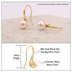 Gold Plated Sterling Silver Pearl Hoop Earrings