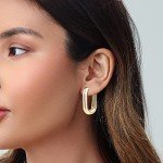 14K Gold Chunky Hoop Earrings Set for Women