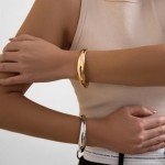 Trendy Gold and Silver Chunky Bangle Bracelets