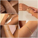 Trendy 14K Gold Plated Stackable Bracelets Set