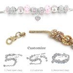 2 Pack Pink & Gold Heart Charm Bracelets