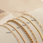 Trendy 14K Gold Plated Stackable Bracelets Set
