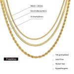 Freekiss Gold Layered Herringbone Necklace for Women