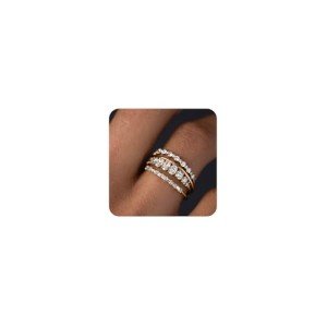 Dainty Stackable Gold Rings Set with Zirconia