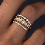 Dainty Stackable Gold Rings Set with Zirconia