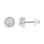 Gold Plated Halo Cubic Zirconia Stud Earrings