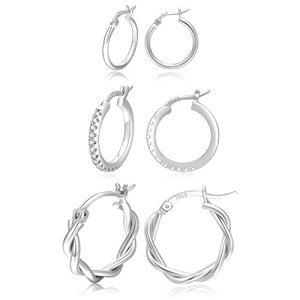 Sterling Silver Small Hoop Earrings Set