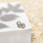 Gold Plated Halo Cubic Zirconia Stud Earrings