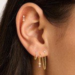 Dainty 14k Gold Plated Drop Earrings Set
