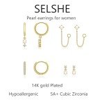 Dainty 14k Gold Plated Drop Earrings Set