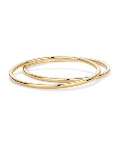 14K Gold Plated Bangle Bracelets - 2-Pack for Women