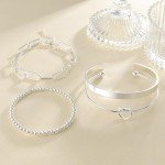 Trendy Silver Charm Bracelet Set for Women