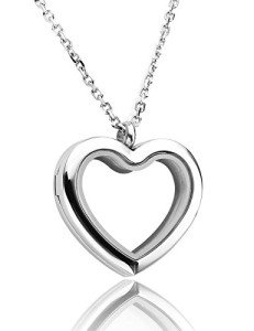 Jovivi Heart Memory Locket Glass Pendant Necklace