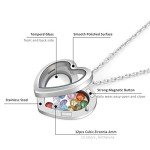 Jovivi Heart Memory Locket Glass Pendant Necklace