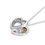 Jovivi Heart Memory Locket Glass Pendant Necklace