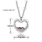 Jovivi Heart Memory Locket Glass Pendant Necklace