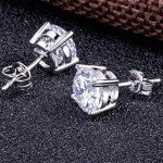 Men's Sterling Silver Stud Earrings with Zirconia