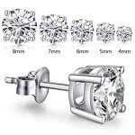 Men's Sterling Silver Stud Earrings with Zirconia