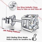 Men's Sterling Silver Stud Earrings with Zirconia