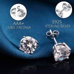 Men's Sterling Silver Stud Earrings with Zirconia