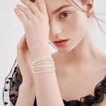 Suyi Silver Rhinestone Multilayer Cuff Bracelet