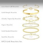 Trendy 14K Gold Plated Bangle Bracelet Set
