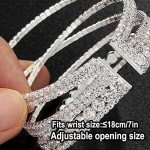 Suyi Silver Rhinestone Multilayer Cuff Bracelet