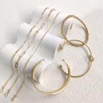 Trendy 14K Gold Plated Bangle Bracelet Set
