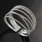 Suyi Silver Rhinestone Multilayer Cuff Bracelet