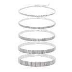 Silver Rhinestone Choker Necklace Set for Women
