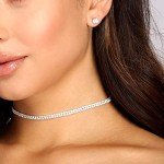 Silver Rhinestone Choker Necklace Set for Women