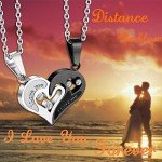 Couple's Heart Pendant Necklace and Bracelet Set