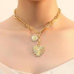 Chunky Gold Heart Pendant Necklace for Women