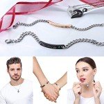 Couple's Heart Pendant Necklace and Bracelet Set