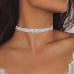 Silver Rhinestone Choker Necklace Set for Women