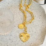 Chunky Gold Heart Pendant Necklace for Women