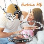 Couple's Heart Pendant Necklace and Bracelet Set
