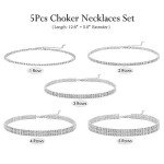 Silver Rhinestone Choker Necklace Set for Women