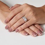MABELLA Sterling Silver Princess Cut Engagement Ring Set