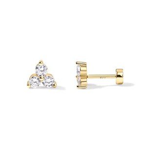 14K Gold Plated Sterling Silver CZ Stud Earrings