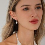 Trendy 14K Gold Plated Pearl Dangle Earrings