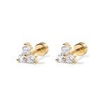 14K Gold Plated Sterling Silver CZ Stud Earrings