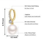 Trendy 14K Gold Plated Pearl Dangle Earrings